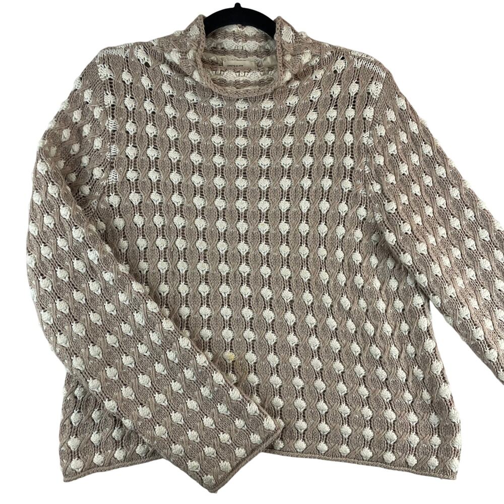 Anthropologie Sleeping On Snow Crochet Popcorn Sweater SZ M